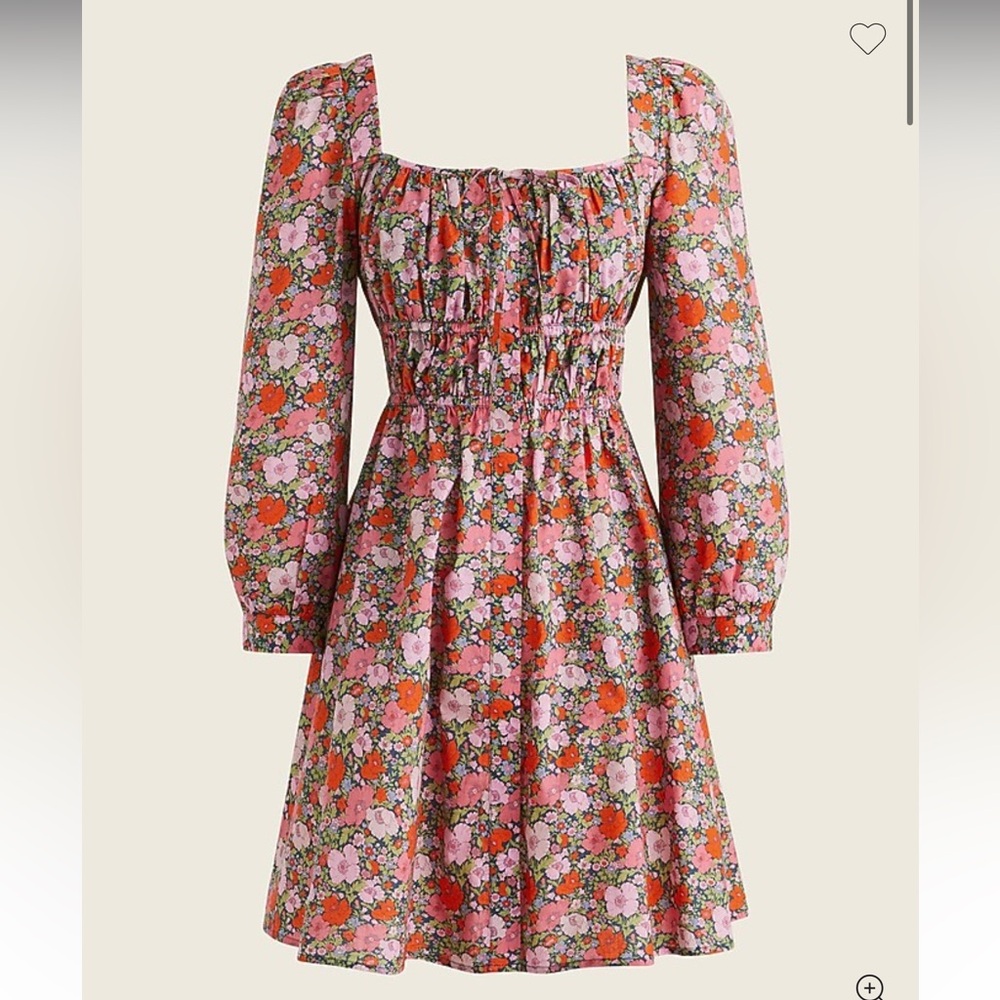 J. Crew Pink and Orange Floral Long Sleeve Dress